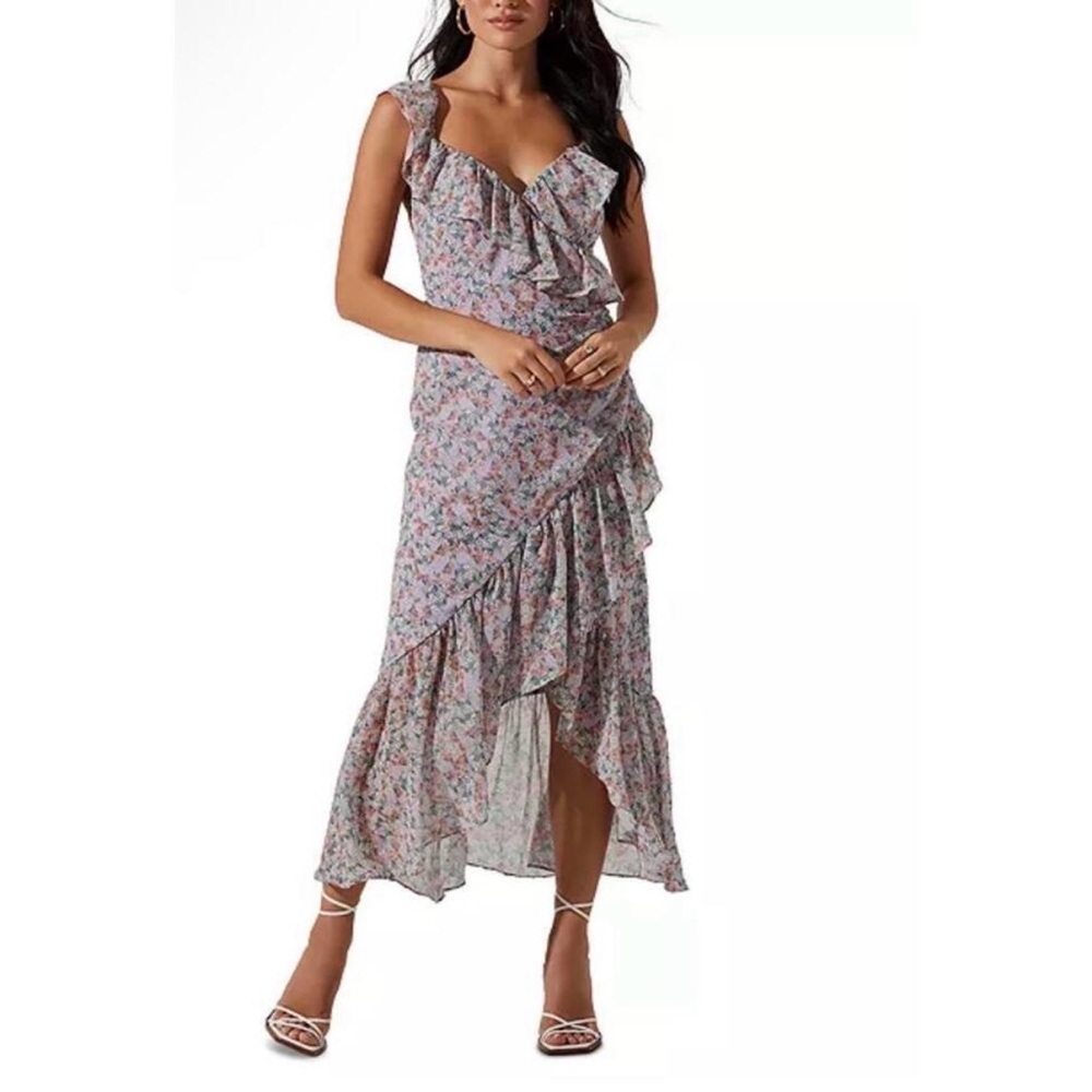 ASTR the Label Mahalia Floral Ruffle High-Low Maxi Dress